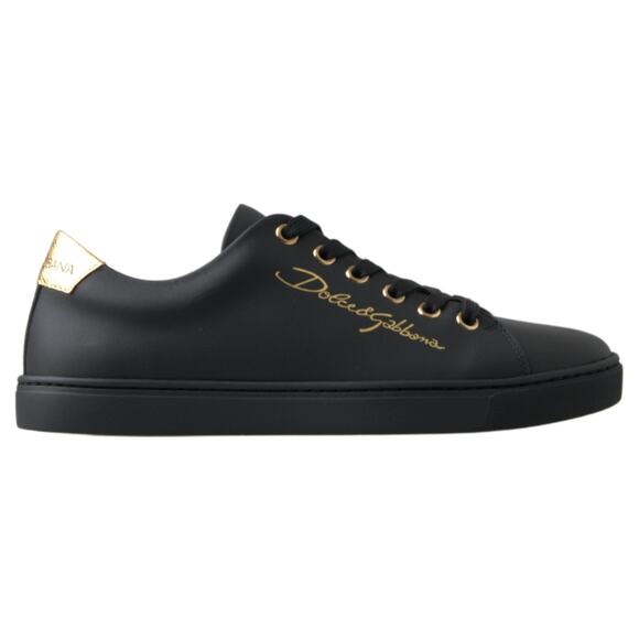 Dolce & Gabbana Black Gold Leather Classic Sneakers Shoes/EU36/US5.5/Black NWT main image 6